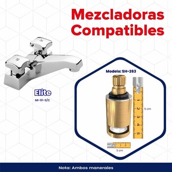 Mezcladora Lavabo Helvex Integral sin Desagüe MI-01-S/C