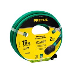 MANGUERA REFORZADA 2 CAPAS CON PISTOLA PLÁSTICA PRETUL 15 MT