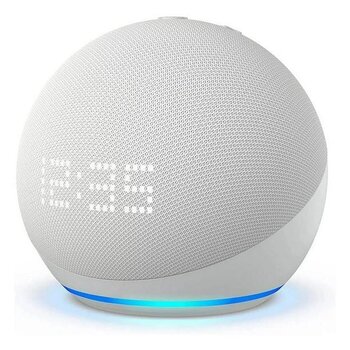 Bocina Inteligente Echo Dot con Reloj 5ta Gen Blanco